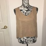 Women’s Suede Like Vest Shirt Open/Tie in Back Sm Tan Photo 1