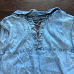 Rock & Republic Denim Sleeveless Lace Back Top Lightweight Blue XL Photo 4
