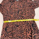 Line and Dot Silk Chiffon Printed Long Sleeve Tiered V Neck Midi Peasant Dress Photo 13