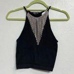ZARA Black Seamless Jewel Halter Crop Top Sz XS Photo 1