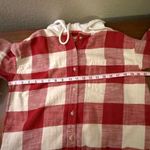 American Eagle Hooded Flannel Shirt Button Up Plaid Red White Small Photo 4