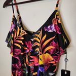 Magicsuit Oasis Rita Tankini Top Tropical Floral Ruffle Swim Size 8 Womens NWT Black Photo 1
