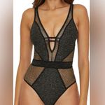 Becca Network Metallic Mesh Plunge-Neck One Piece, Size Medium, $148 Photo 7