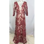 JS Collections  Womens Embroidered Lace Gown Wine Rose Size 6 NWT Photo 10