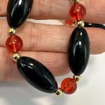 Black orange and gold tone vintage beaded necklace Photo 2