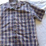 Vintage LL Bean Button Shirt Women’s Sz XL Short Sleeve Western Blue Red 90s Photo 1