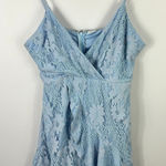 Selfie Leslie  Dress XL‎ Blue Lace Fit & Flare Mini Ruffle Hem Party Romantic Y2K Photo 0