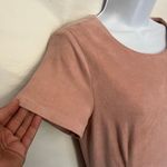 AQUA Faux Suede Pink Dress Sz Medium Soft Girl Asymmetric Hem Faux Wrap Career Photo 3