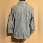 Rafaella Preloved  Blue and Green Striped Button Down size 14 Photo 3