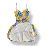 ZARA  Yellow Floral Print Ruched Ruffled Spaghetti Strap Mini Dress Size S‎ Beach Photo 5