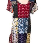 Sacred Threads Size S Dress Patchwork Art to Wear Shift Short Sleeve Mixed Print Photo 0