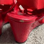 Jaclyn Smith  Red Strappy Wedge Sandals Size 9 FAIR CONDITION Photo 7