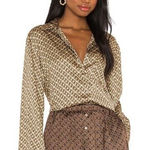 L'Academie  Revolve Tan Chain Oversized Button Down Photo 0