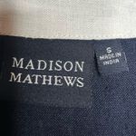 Madison Mathews 100% Linen Navy White Trim Tunic Top Beach Cover Up Size Small Blue Photo 5