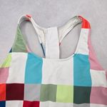 White Geometric Padded Racerback Zip Sports Bra Bikini Bralette Swim Top S Small Photo 2