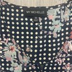 My Michelle  Navy  and White Floral Polka Dot Design Boxy Blouse Photo 2