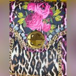 Betsey Johnson Leopard Floral Top Handle Satchel Crossbody, Black Multi Photo 4