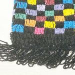 STAUD Beaded Check Drawstring Pouch Women's Black Multi color Photo 4