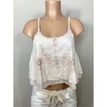 Raga New.  boho ivory/pink embroidered crop top. Small. Retails $109 Photo 2