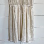 ZARA Collection Ecru 100% Linen Open Lace Back Dress Elastic Waist, Tie Back - S Photo 4