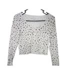 Aeropostale Y2K White Floral Cropped Long Sleeve Top Button Front Women’s Medium Photo 2