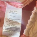Liz Claiborne top Large Pink stripes Linen blend shirt elastic bottom hem airy Photo 2