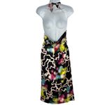 Trina Turk  Y2K Abstract Black Pink Green Neon Silk Satin Halter Dress size 8 Photo 5