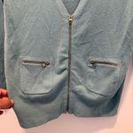 J.Crew  Light Blue 100% Cashmere Zip Cardigan. Size Medium. Photo 3