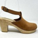 Sven Brown Nubuck Leather Wooden Halter Top High Heel Clog Sandals 36 5.5 6 Photo 0