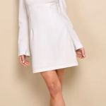 Lulus Elegant Cutie Ivory Bow Long Sleeve Backless Mini Dress Photo 0