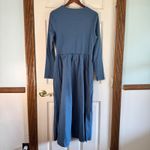 Fashion Ribbed Knit Midi Dress Long Sleeve Casual Everyday Dress Large Blue Photo 7