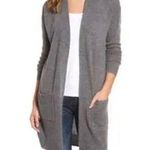 Halogen  Women's L Gray Cashmere Blend Open Front Duster Cardigan Pockets Photo 1