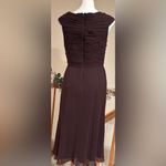 Tadashi  Collection Brown Shell 100% Silk Chiffon V-Neck Twist Front Sz 12 Photo 2