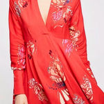 Free People  Long Sleeve Red Floral Dress Photo 0