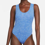 Nike NWT‎  Swim Size XL Water Dots Keyhole Back One-Piece Swimsuit Pacific Blue Photo 0