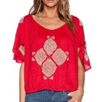 Free People  Ponce de Leon Top in Red Combo‎ Size Small Photo 0