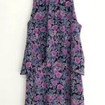 Joie  Everla Floral Dress Black Blue Purple Floral Snakeskin Sleeveless Mini S Photo 2