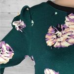 Xhilaration Dark Green Purple Floral Print 3/4 Sleeve Casual Cute Photo 4