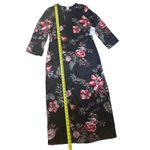 Adrienne Vittadini ‎ Black Floral Maxi Dress Long Sleeve Vintage Style Photo 4