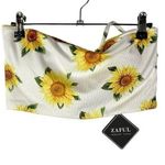 Zaful White & Yellow Sunflower Strapless Bandeau Swim Top M Photo 0