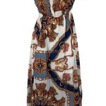 L'atiste by Amy Baroque Chain Maxi Dress Sz S Boho Glam Puff Sleeve Resort Y2K White Photo 0