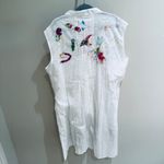 Mystery Embroidered Sleeveless Tunic Top Pintuck Detail White Large Photo 6
