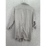 Lulus  Women's Shacket Open Front Solid Gray Size XS Roll Tab Thin Short Sleeve Photo 2