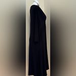 Evan Picone Black Dress 3/4 Sleeves Rhinestone Jewel & V Neck Low Cut Sz 16. Photo 6