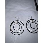 Modernist Double Dangle Hoop Silver and Gunmetal Earrings Silver Photo 3