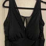 Time & Tru  Black Asymmetrical Cut Out One Piece Photo 1