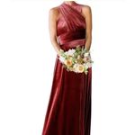 Revelry Dress Womens Medium Maroon Velvet‎ Micah Convertible Bridesmaids Maxi Red Photo 3