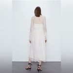 ZARA Beautiful  cream lace embroidered bohemian midi dress large Photo 3