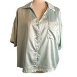 House of Harlow 1960 Polyester Satin Pajama Set in Light Green Size XL #5002C Photo 5