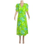 RHODE Maci Geometric Puff Sleeve Midi Dress, Electric Eden, 8 (US) Green Photo 7